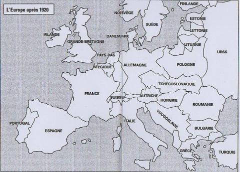 L’Europe en 1920 - document élève
Carte extraite de "La Grande Guerre expliquée à mon petit fils", d’Antoine Prost.