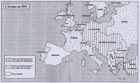 L’Europe en 1914 - Document élève
Extrait de Antoine Prost, "La Grande Guerre expliquée à mon petit fils".